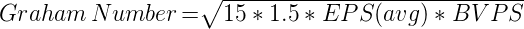 Graham Number = Square Root of (22.5 x EPS x BVPS)