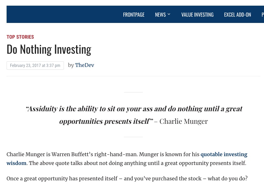 Misquote 1 - Charlie Munger and Assiduity