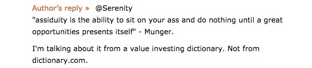 Misquote 3 - Charlie Munger and Assiduity