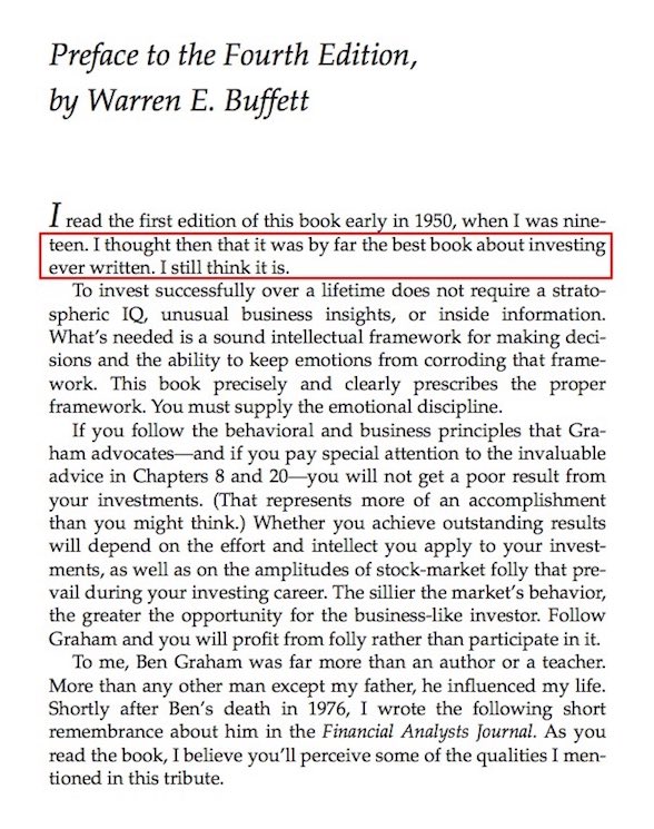 Warren Buffett, Preface (1986): The Intelligent Investor (by Benjamin Graham)