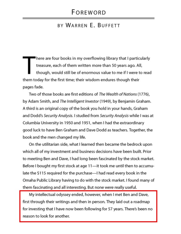 Warren Buffett, Foreword (2008): Security Analysis (by Benjamin Graham)