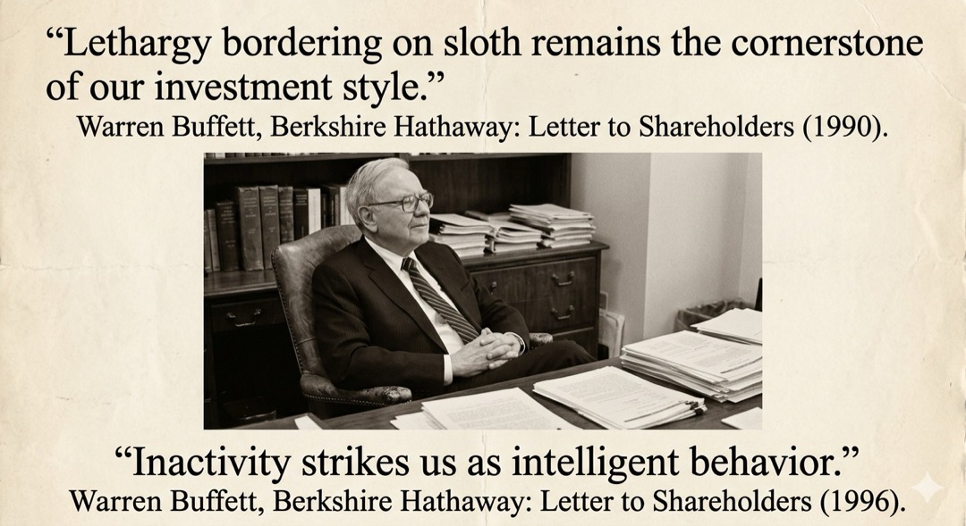 Lethargy bordering on sloth remains the cornerstone of our investment style.