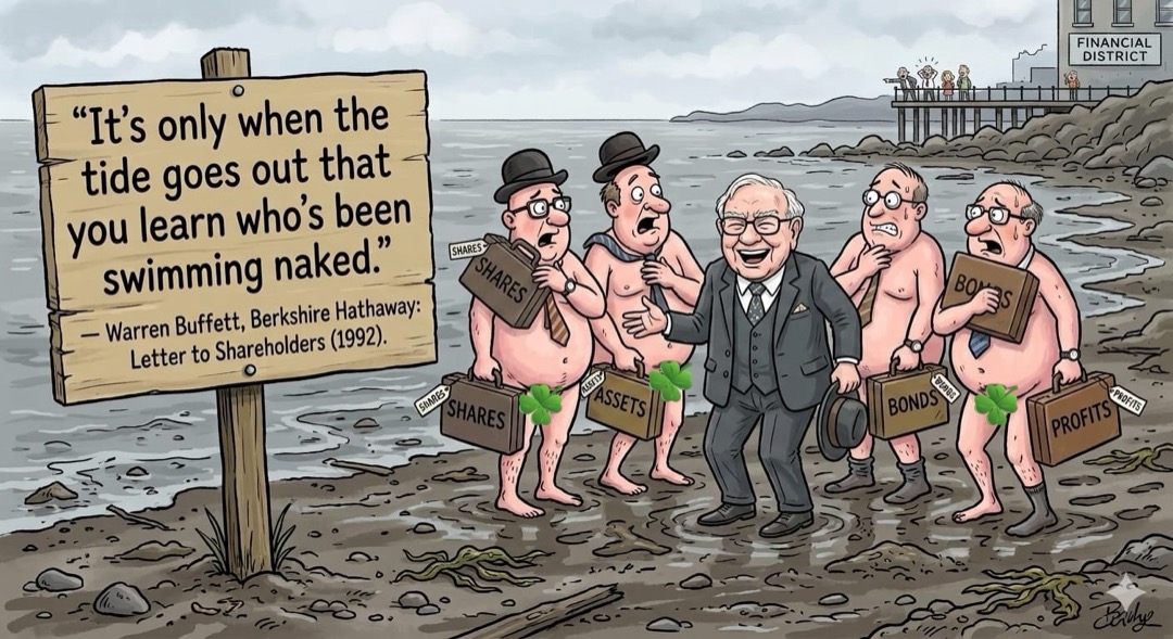 It's only when the tide goes out that you learn who's been swimming naked.