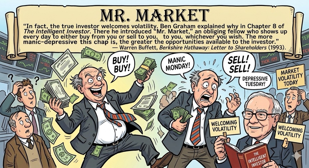 Mr. Market shows up every day to either buy from you or sell to you.